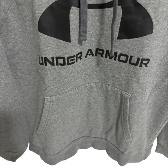 Under Armour Hooded Pullover Sweatshirt Size Large Loose Fit Gray Logo - Picture 4 of 6